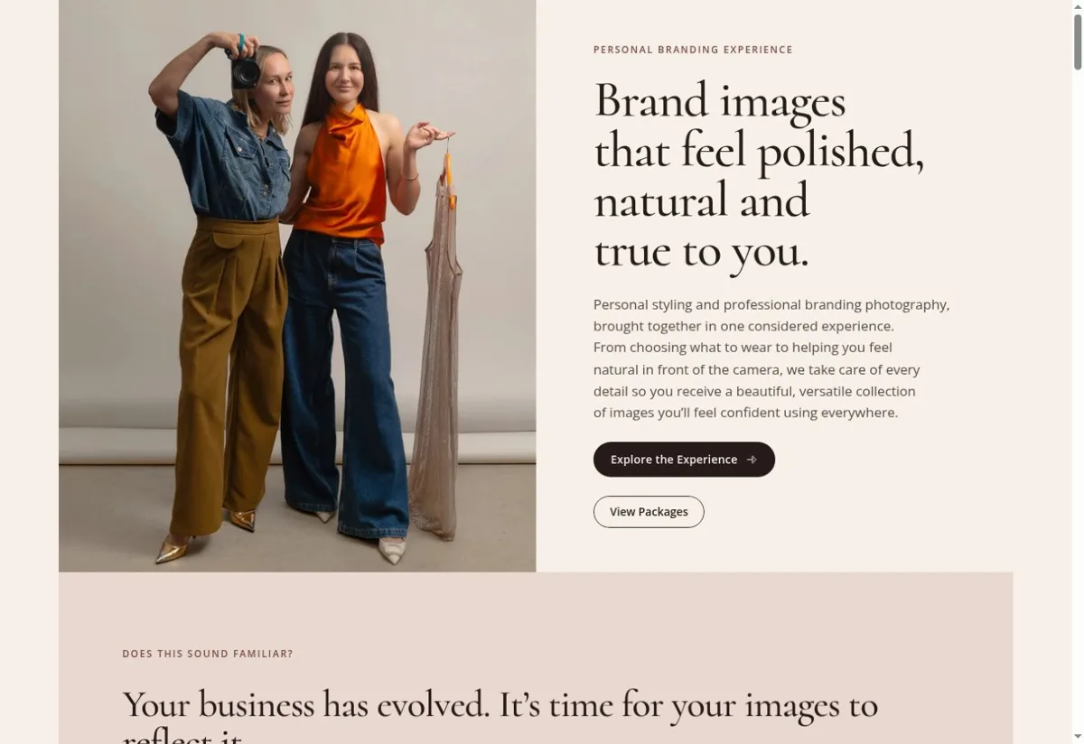 Homepage preview of the Two Kates Studio personal branding website